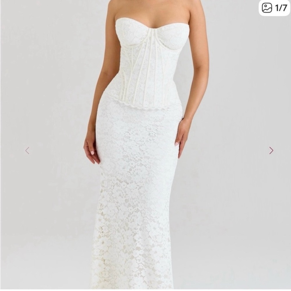 House of CB solaine  ivory  Strapless Lace Corset Gown